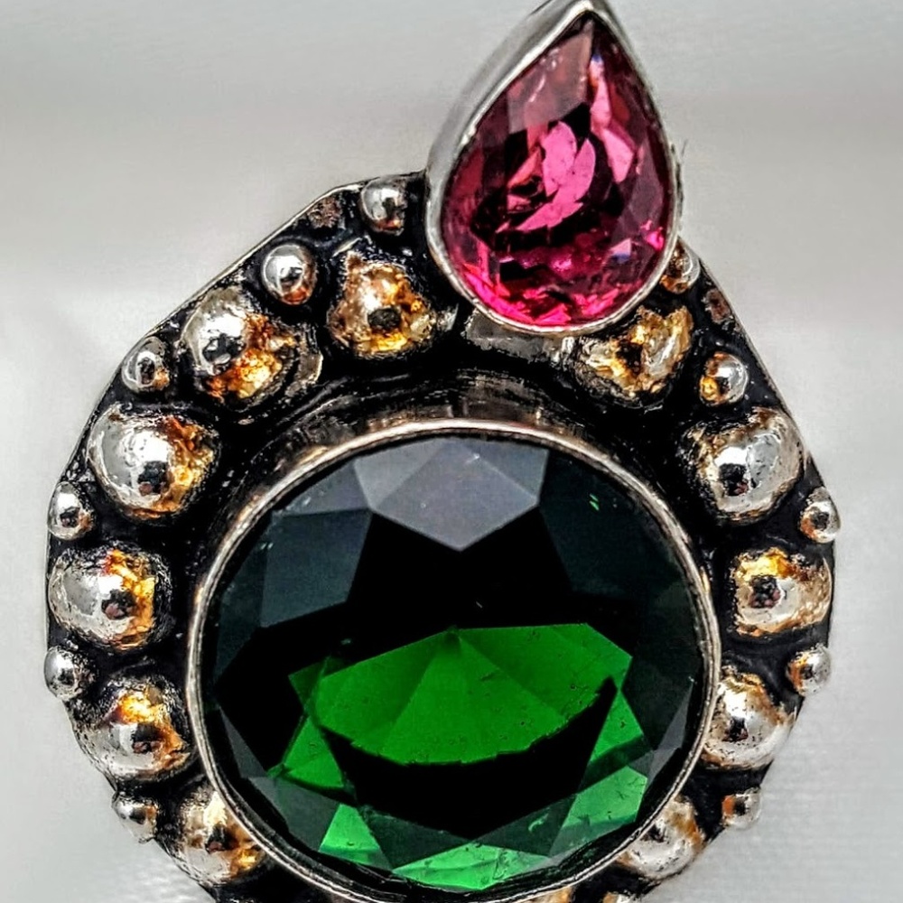 Fun Crystal Ring with beautiful pinks and greens